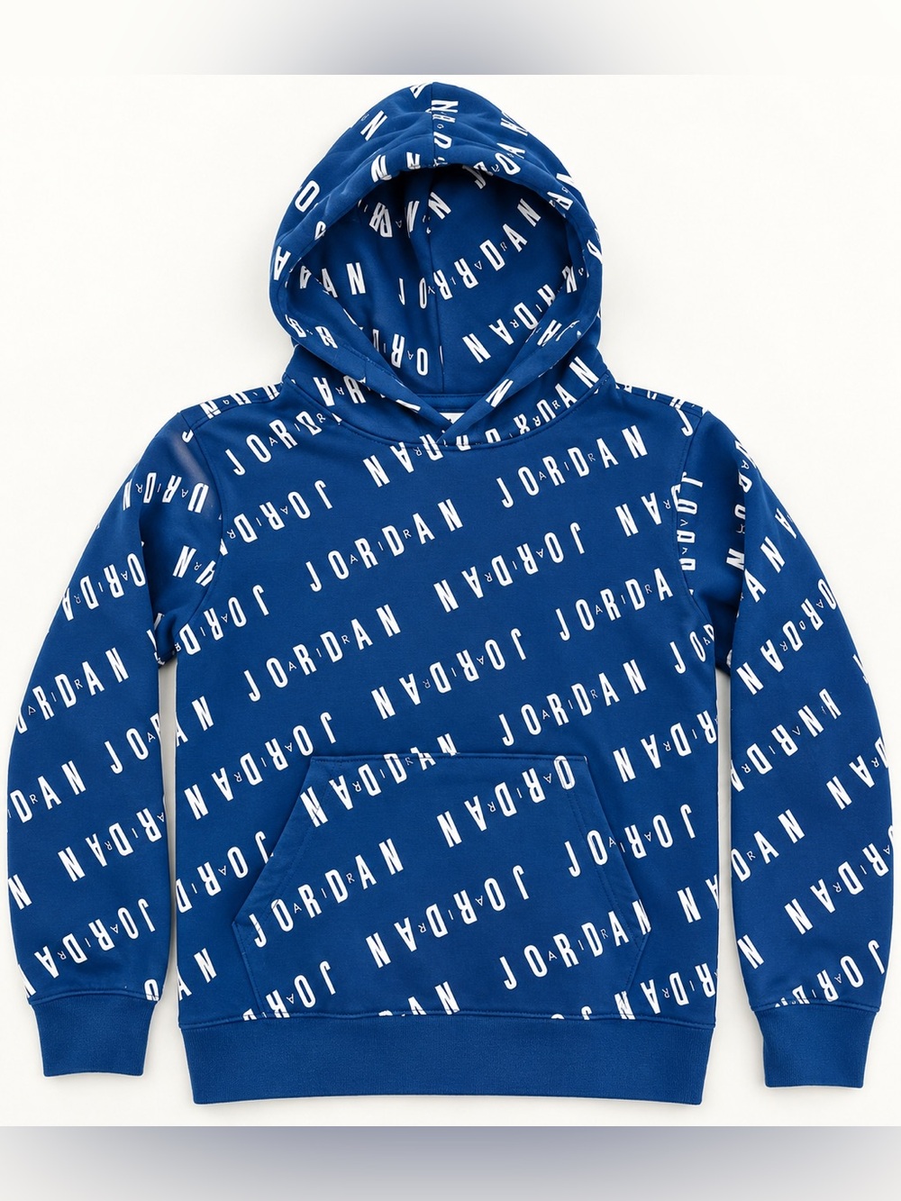 Jordan Boys Blue All Over Logo Hoodie Youth L 12-13